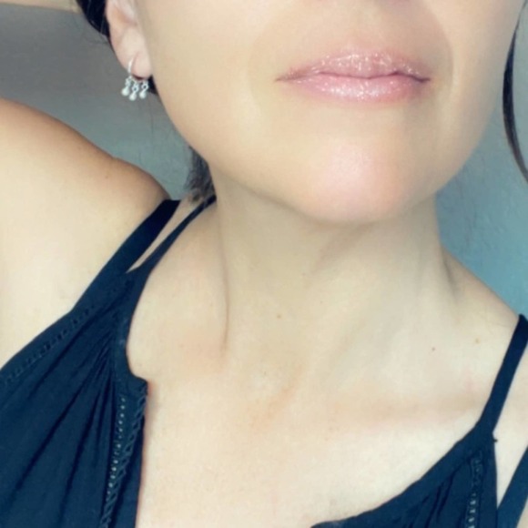 Sterling Silver Huggie Hoop Earrings with Pearl Drop​ - Picture 5 of 9